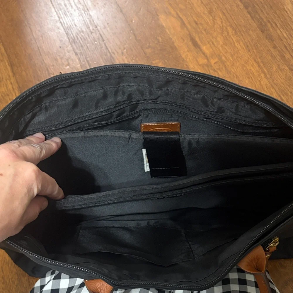 Bric's Black Tote with Tan Leather Handles